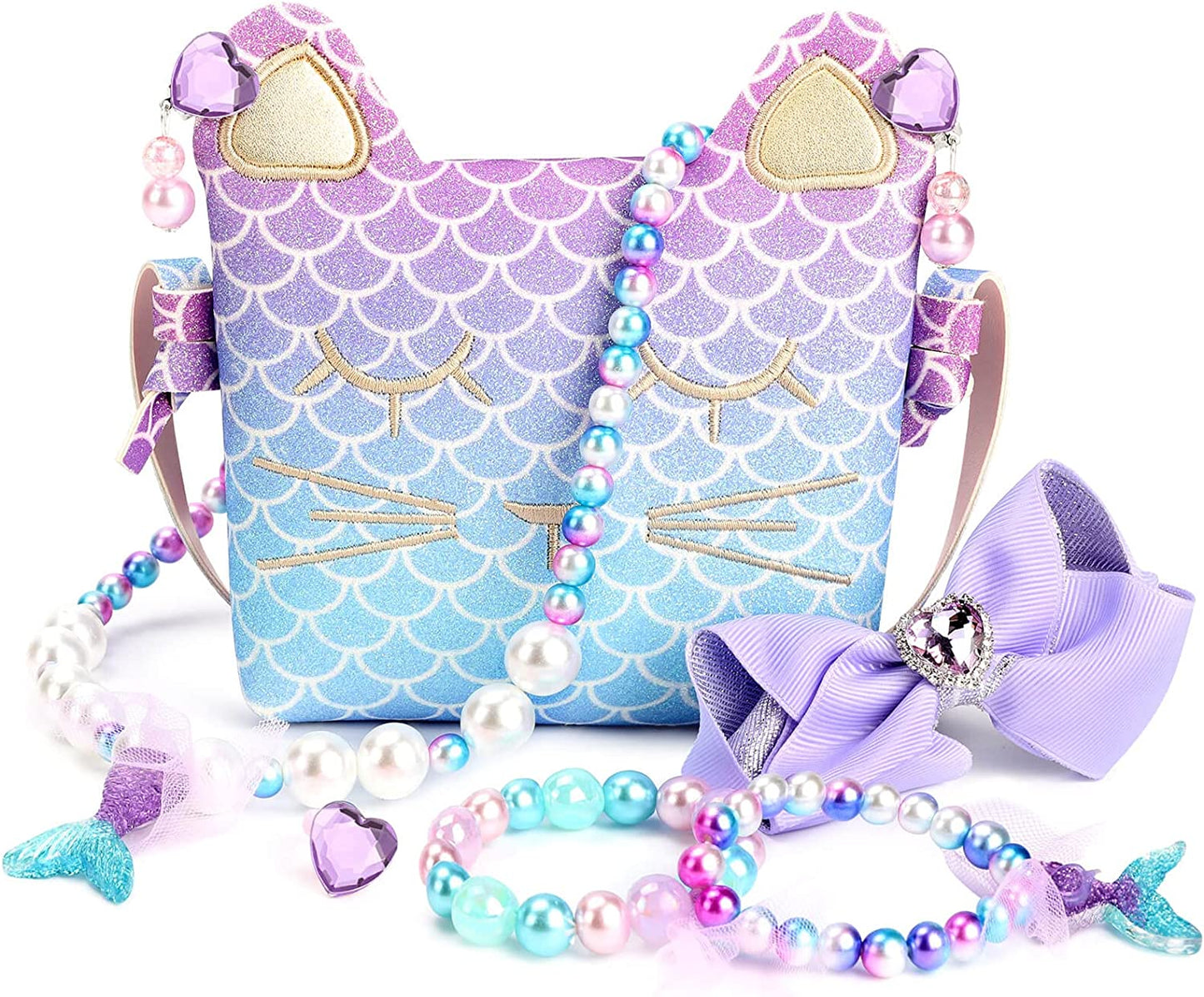 Adorable Mermaid Purse for Little Girls - Perfect for Dress-Up, Pretend Play, and Jewelry Accessories!