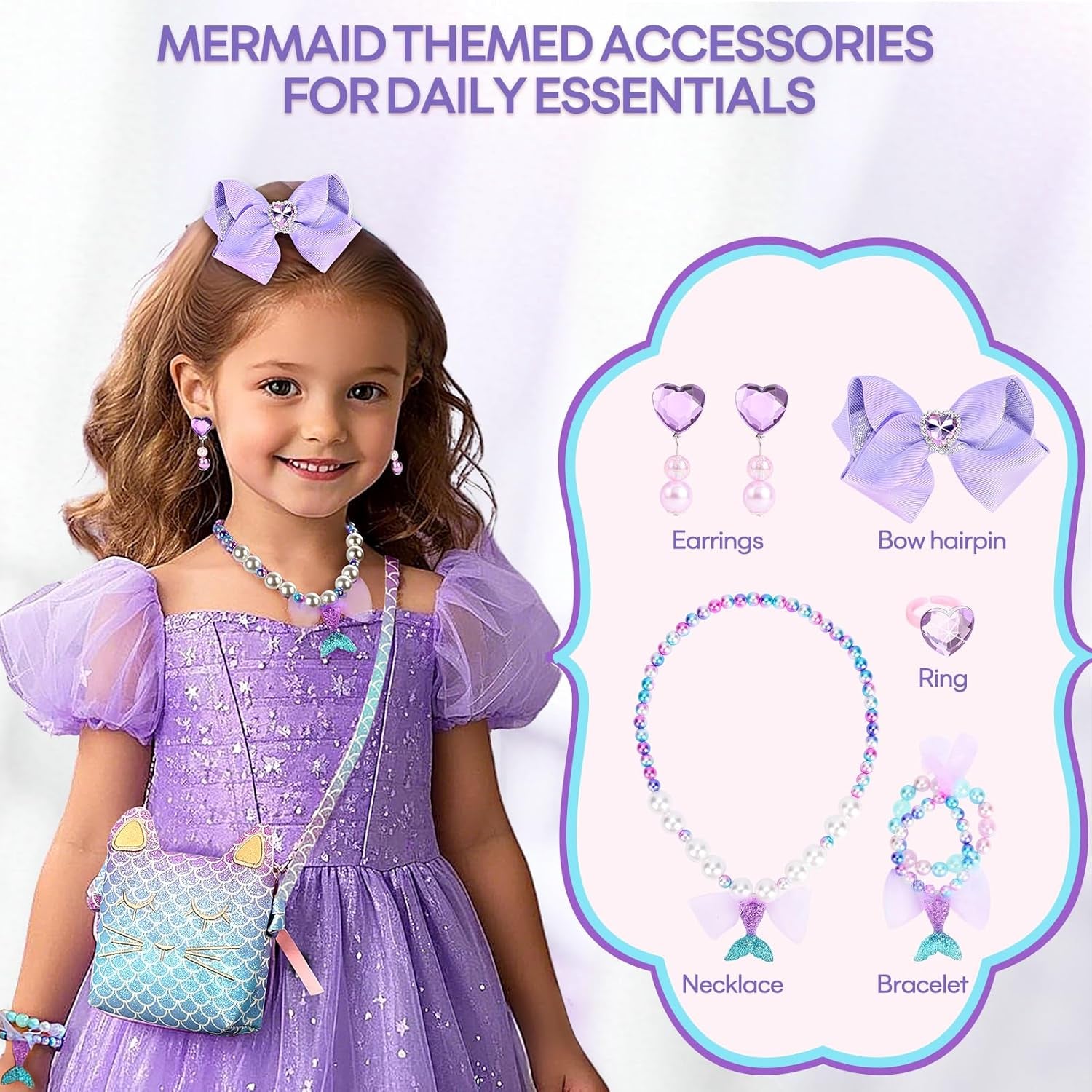 Adorable Mermaid Purse for Little Girls - Perfect for Dress-Up, Pretend Play, and Jewelry Accessories!