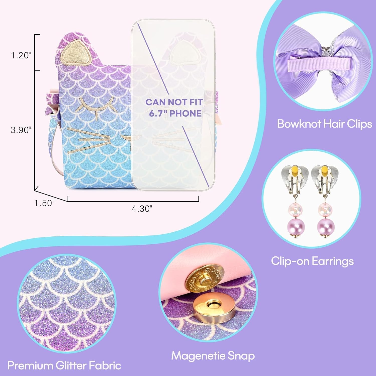 Adorable Mermaid Purse for Little Girls - Perfect for Dress-Up, Pretend Play, and Jewelry Accessories!